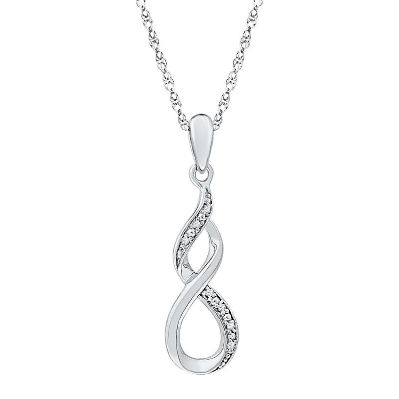 1/20 CT. T.W Round Diamond Fashion Prong Set Pendant in Sterling Silver (IJ-I2-I3) (18")