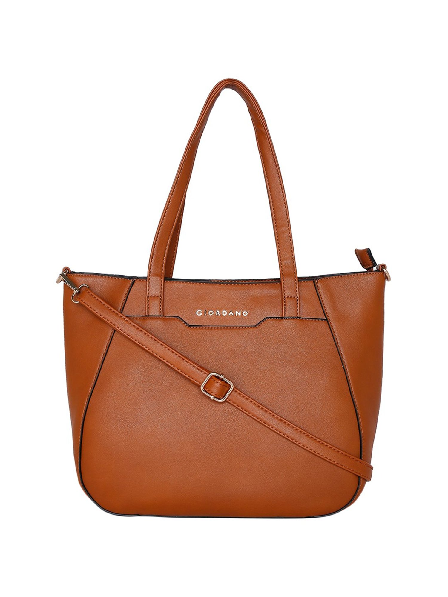 Giordano Brown Solid Medium Shoulder Handbag