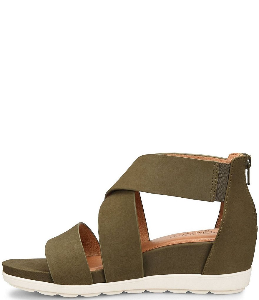 Comfortiva Pacifica Nubuck Criss-Cross Strap Sporty Wedge Sandals