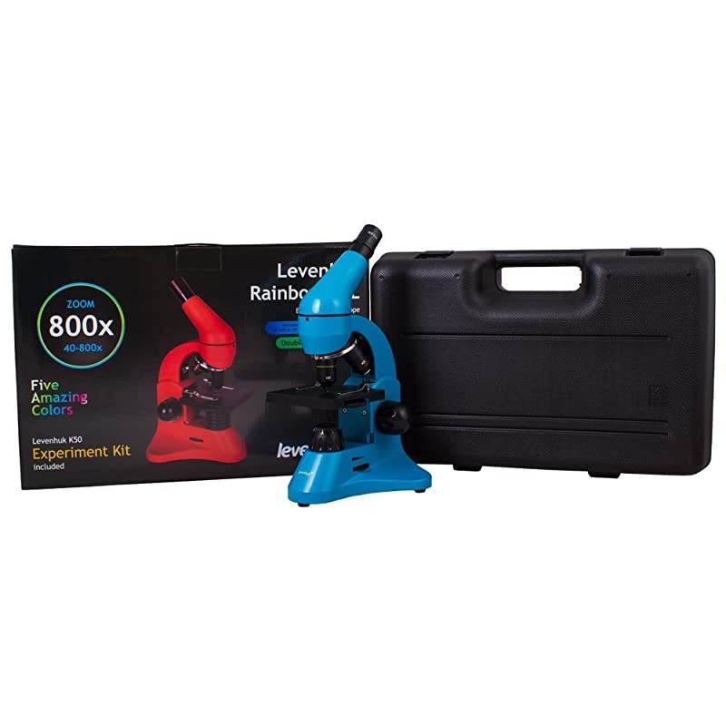 Rainbow 50L Azure Lightweight Student Microscope (40-800x) with Experiment Kit and Storage Case