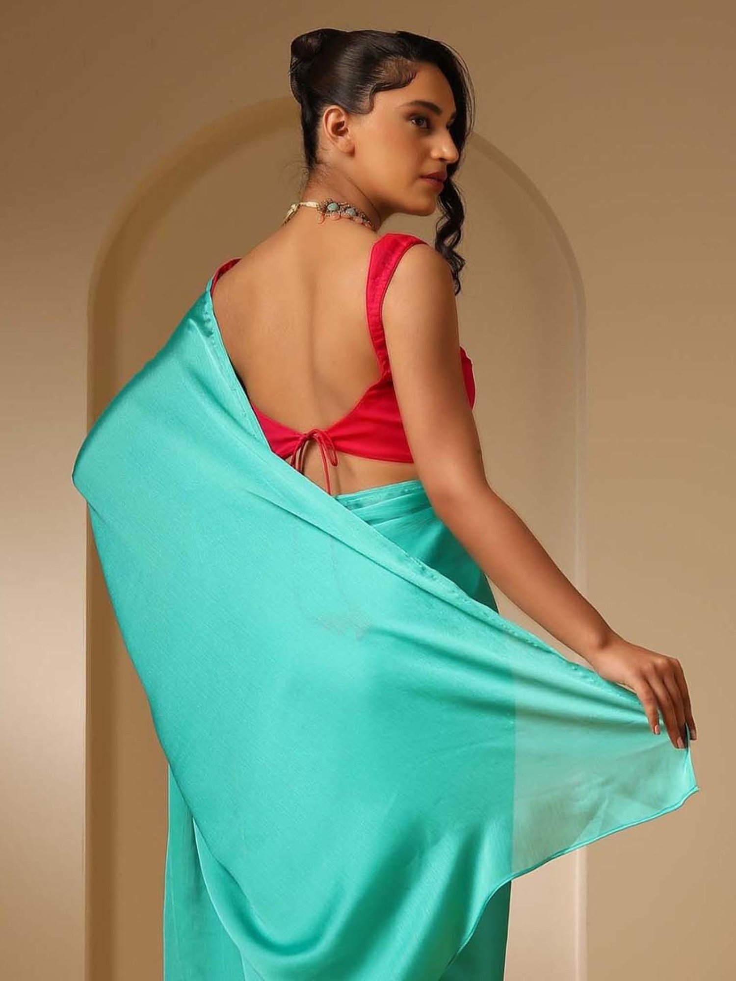 Swtantra Fuchsia Pink Satin Plain Blouse