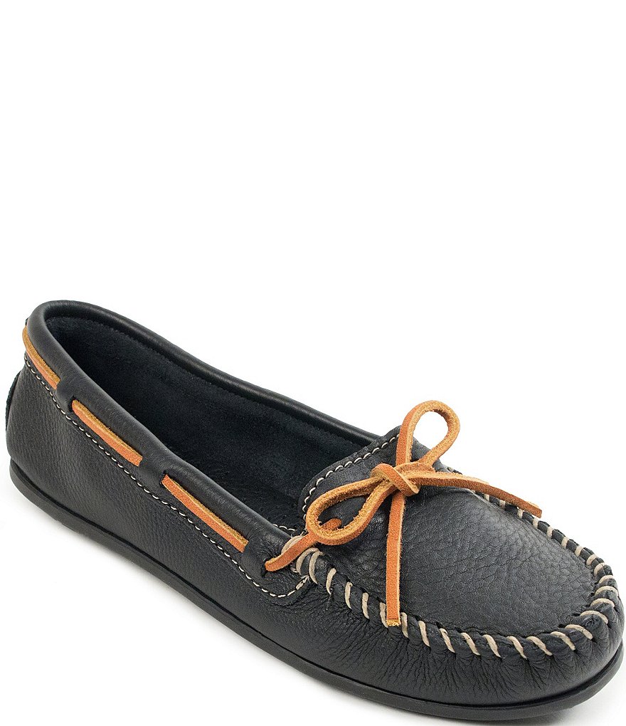 Minnetonka Boat Textured Leather Moccasins
