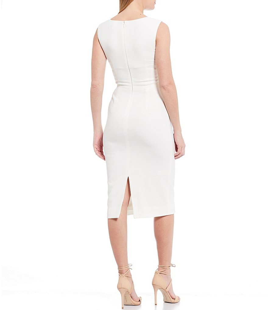 Laundry by Shelli Segal Ruffle Front Stretch Crepe Faux Wrap Dress