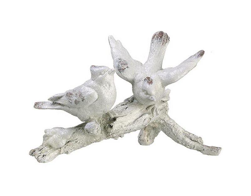 Allstate Floral 9" Glitter Winter White Cardinals on Branch Table Top Christmas Decoration