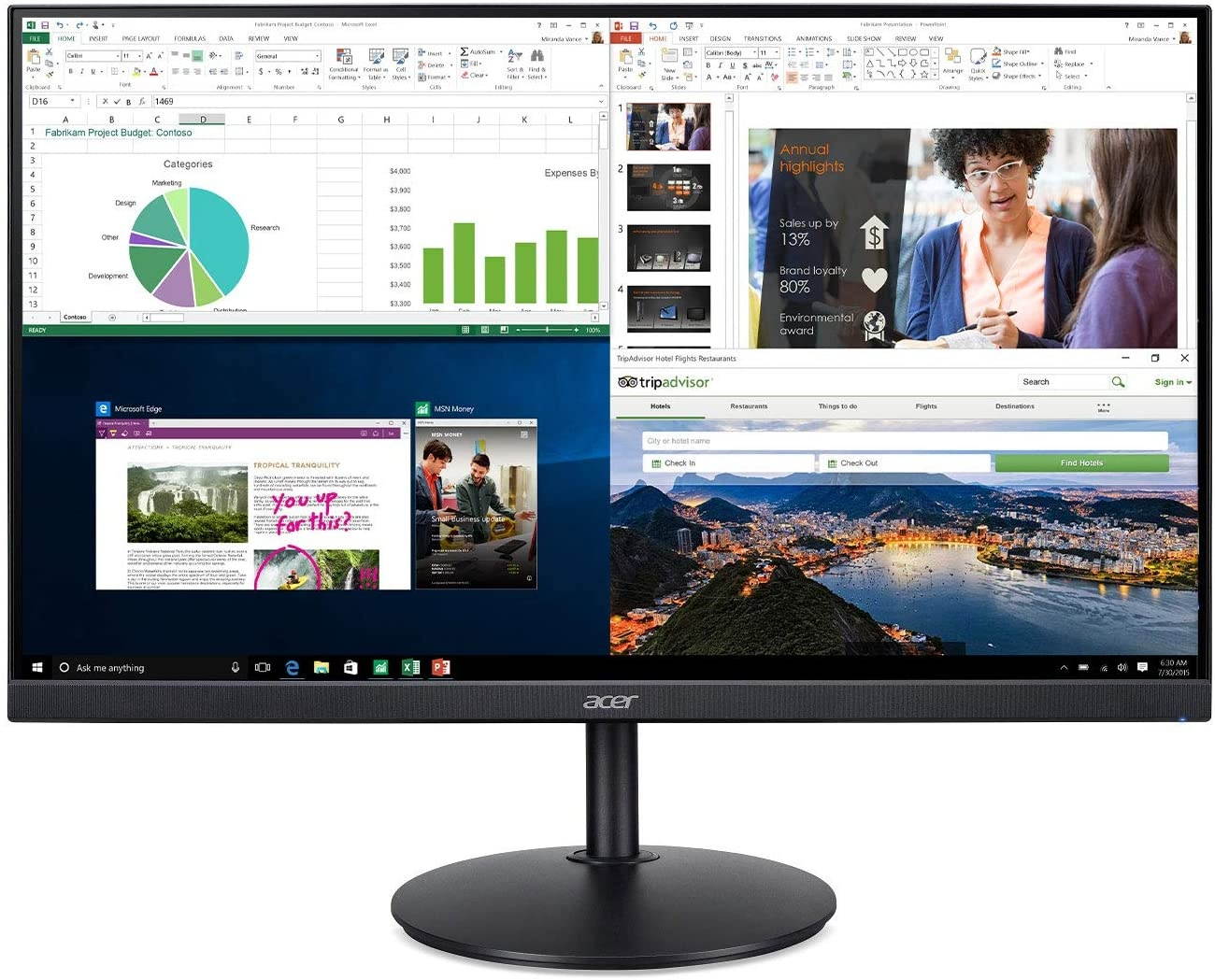 Acer CBA242Y 23.8" Full HD LED LCD Monitor - 16:9 - Black - In-plane Switching (IPS) Technology - 1920 x 1080 - 16.7 Million Colors - FreeSync (DisplayPort VRR) - 250 Nit - 1 ms VRB - 75 Hz Refre