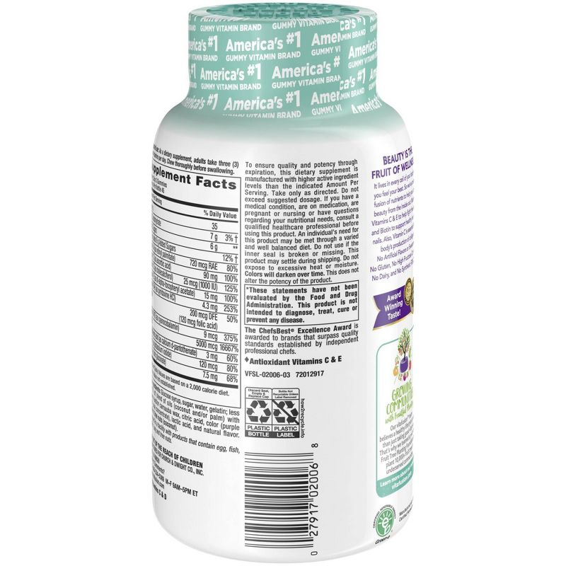 Vitafusion Gorgeous Hair Skin & Nails Supplement Gummies - Raspberry - 135ct