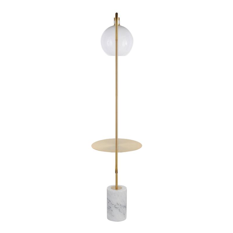 Symbol Contemporary/Glam Floor Lamp with Metal Side Table and Marble Base Gold (Includes LED Light Bulb) - LumiSource