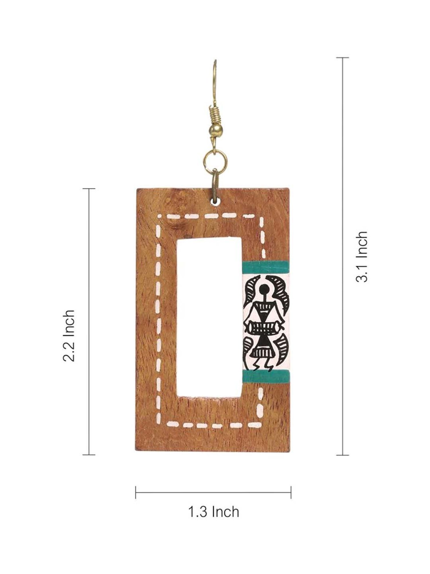 ExclusiveLane Tribal Warli Brown & White Dangler Earrings (Warli Art in Sheesham Wood)