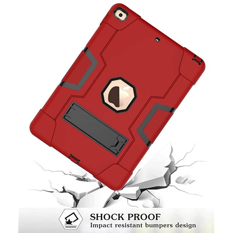 Case for iPad 8th Generation / iPad 7th Generation, Slim Heavy Duty Shockproof Rugged Protective Case with Built-in Stand for iPad 10.2 inch 2020/2019, Red