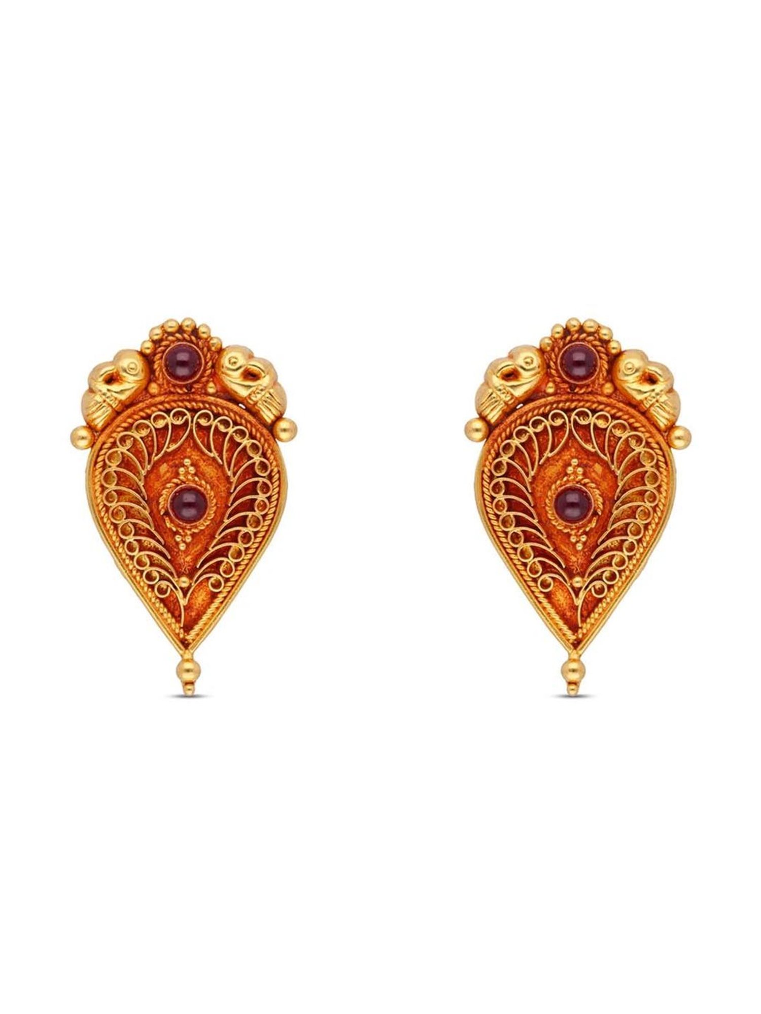CKC Elegant Gold Filigree Ear Studs: Oxidized Intricacy