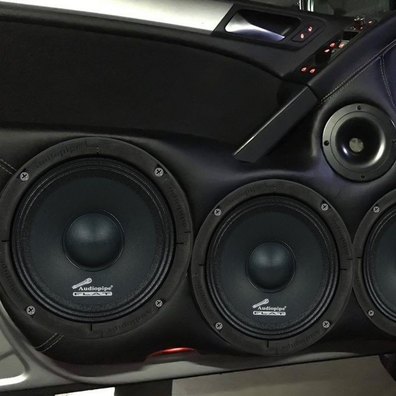 Audiopipe APMB-65FLT 6.5 Inch 250 Watt Max, 125 Watt RMS, 8 Ohm Flat Mount Midrange Driver Car Stereo Speaker with TIL Voice Coil, Black