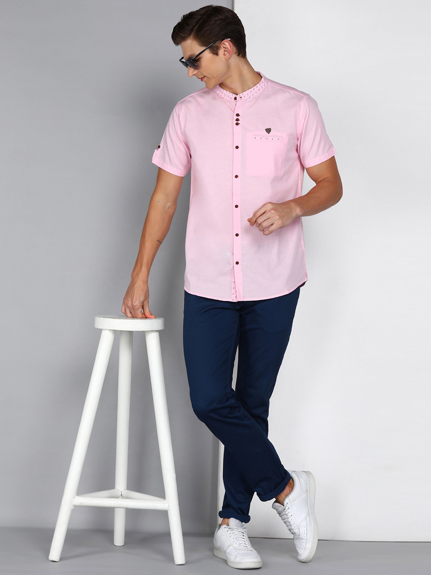 Kuons Avenue Light Pink Slim Fit Shirt