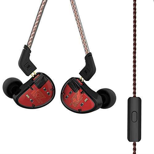 KZ AS10 Five-Driver Universal-Fit in-Ear Musicians&rsquo; Monitors Stereo High Fidelity in-Ear Musicians Monitors with Removable Braided Audio Cable (Black with Mic)
