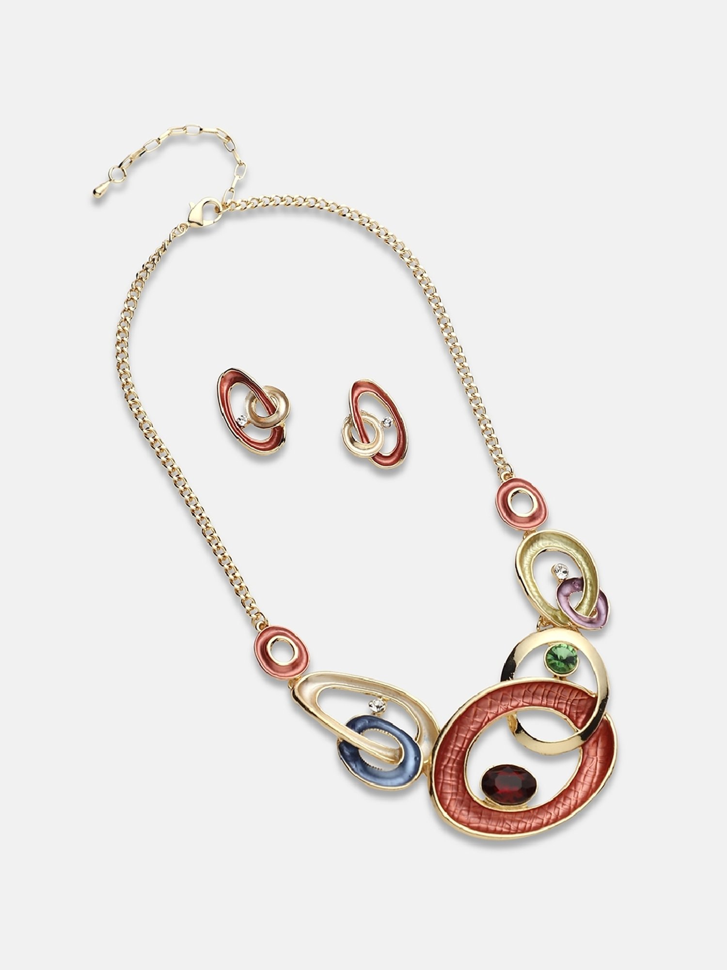 Sohi Women's Circular Cluster Jewellery Set - Multicolour