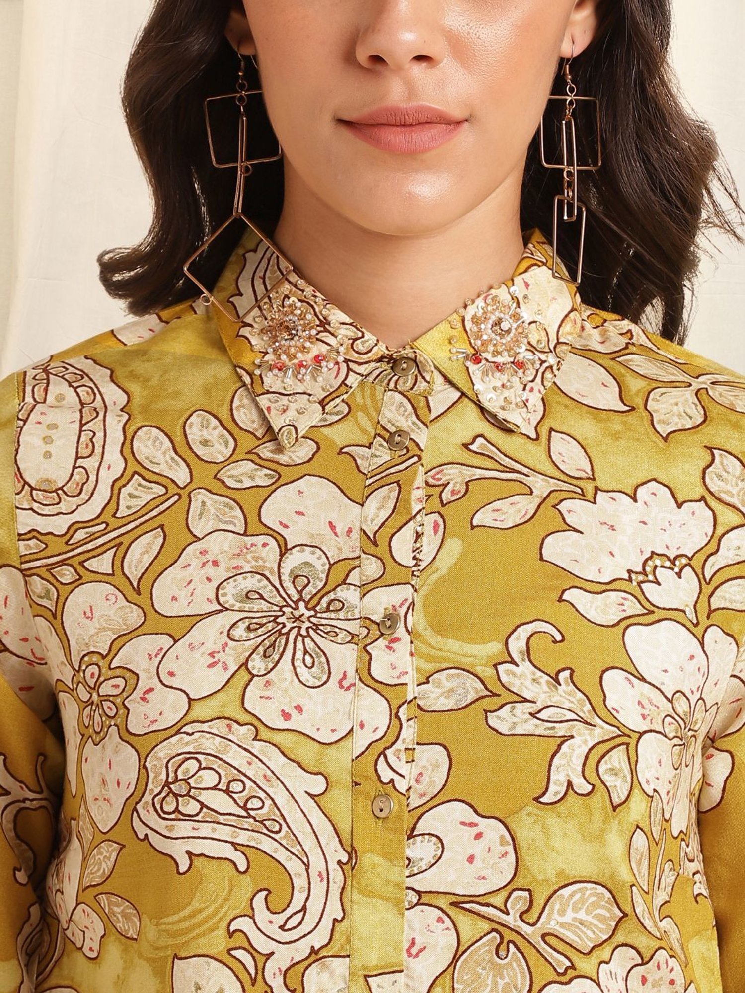 MIRCHI FASHION Mustard Printed Shirt Pant Set