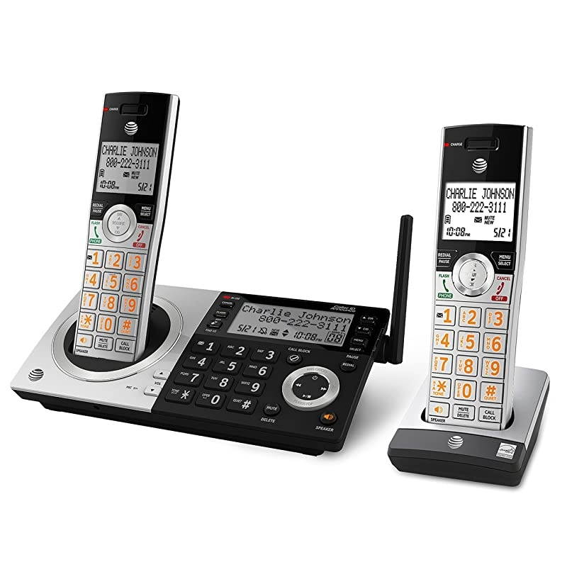 CL83207 DECT 60 Expandable Cordless Phone with Smart Call Blocker SilverBlack with 2 Handsets