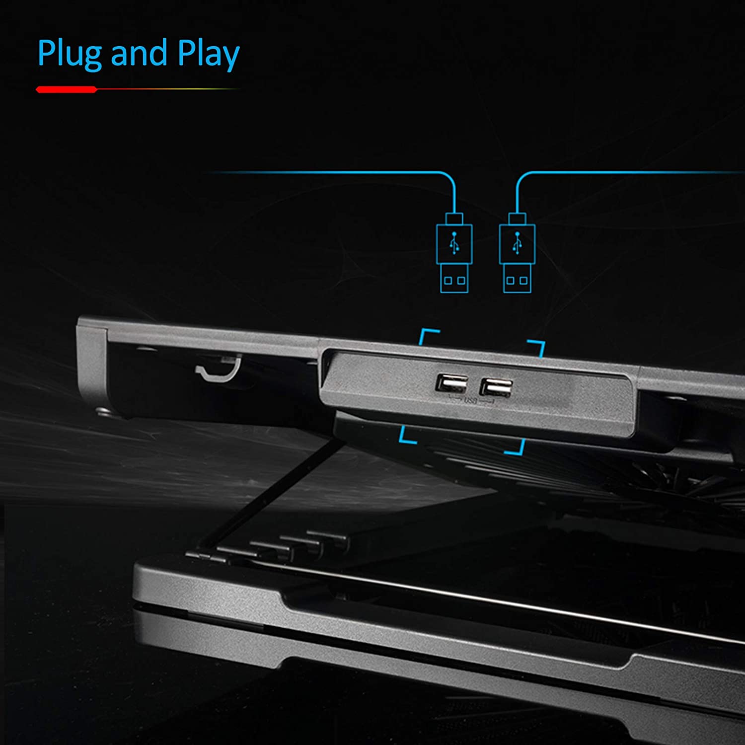 RGB Laptop Cooling Cooler Pad for 17-20 Inch Notebook 1 Fan Heavy Coolers Pads, 2 USB Ports, AA2