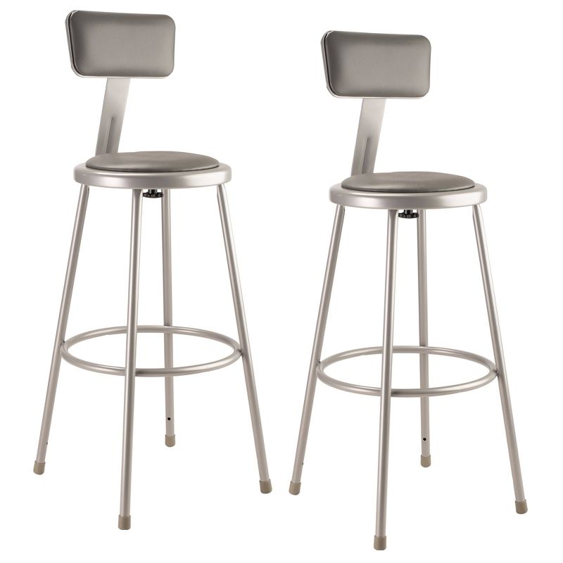 2pk 30" Heavy Duty Vinyl Padded Steel Barstool Gray - Hampton Collection