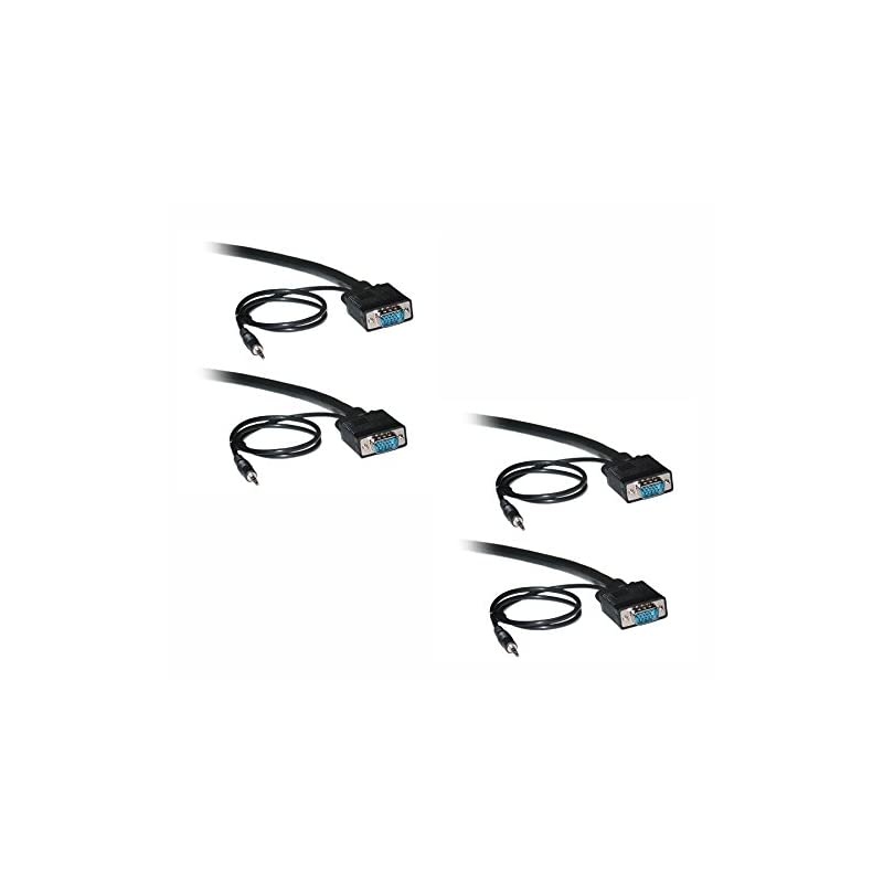 SMonitor Cable with Audio 35 Feet (10 Meters) HD15 (Male to Male) with 3.5mm Stereo Audio Monitor Cable 35ft (10M) (2 Pack)