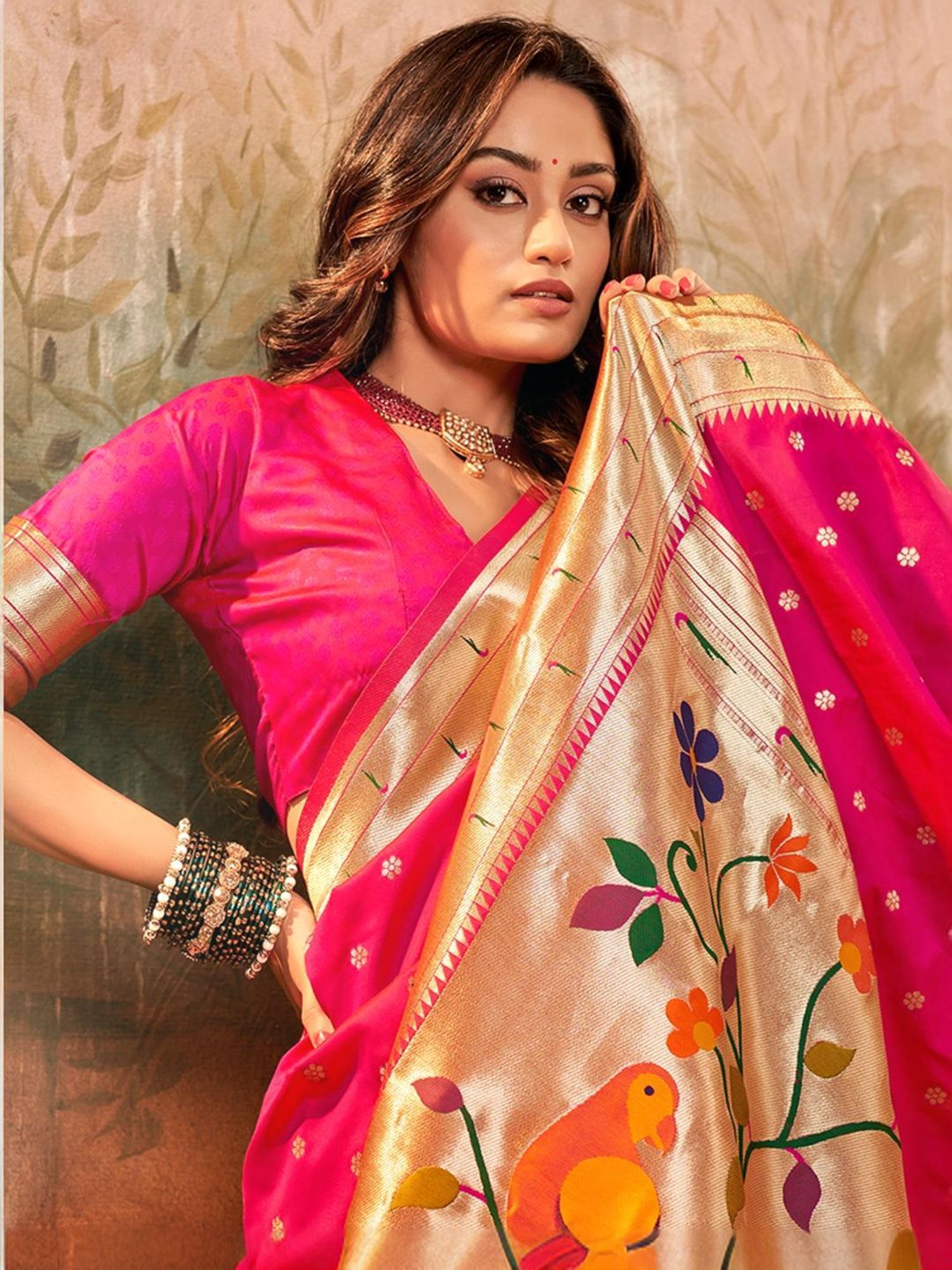 Unnati Silks Grey Cotton Printed Saree With Unstitched Blouse