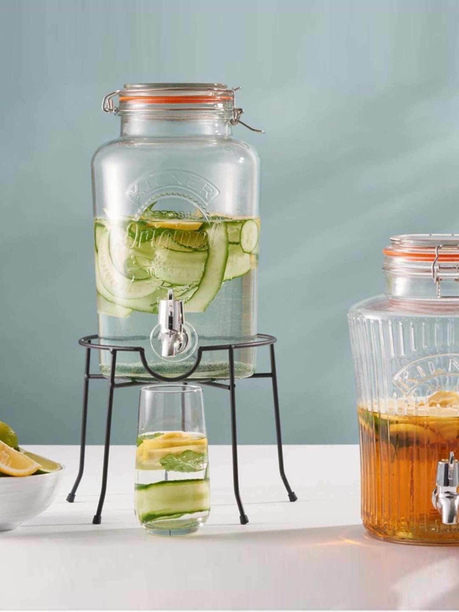 Kilner Transparent Stainless Steel Clip Top Round Drinks Dispenser (5 L)