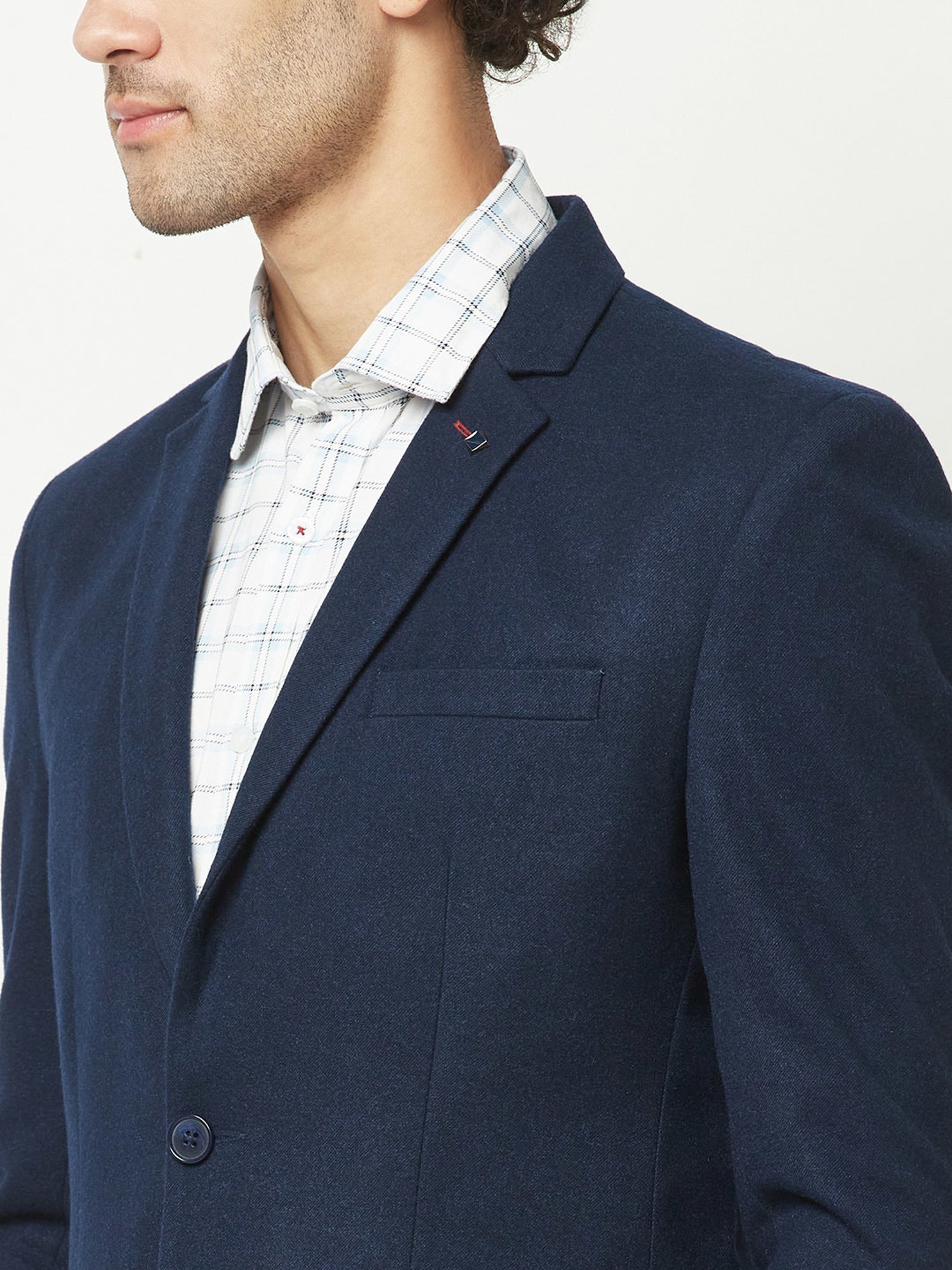Crimsoune Club Navy Regular Fit Notch Lapel Blazer