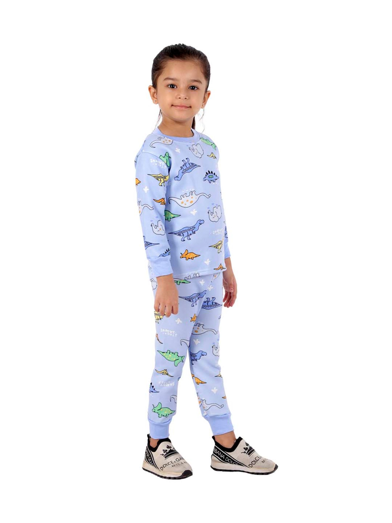Ahhaaaa Kids Blue Printed Sweatshirt with Joggers