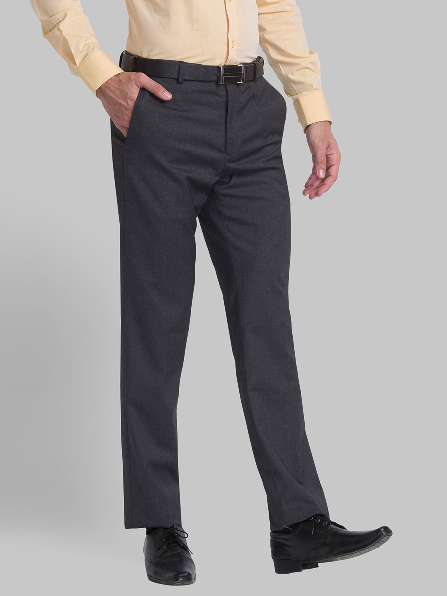 Raymond Grey Regular Fit Trousers