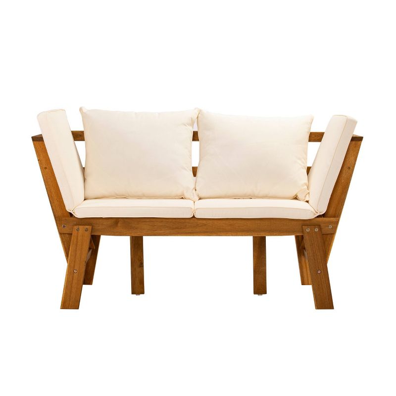 Dolavan Indoor/Outdoor Convertible Lounge Chair/Bench - Natural and White - Holly & Martin