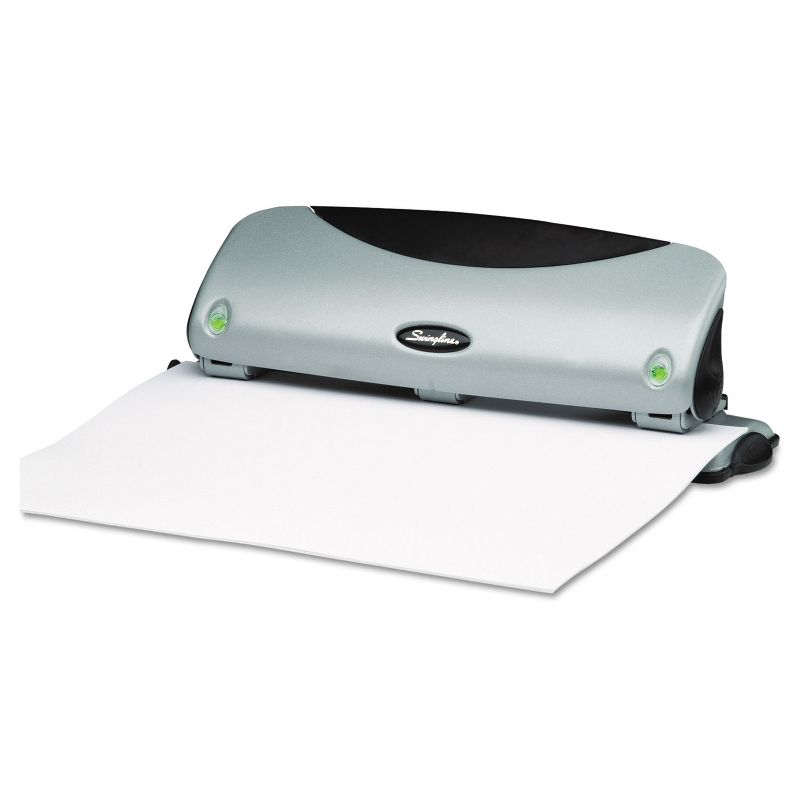 Swingline 12-Sheet Easy View Desktop Three-Hole Punch 9/32" Holes Black/Silver 74063