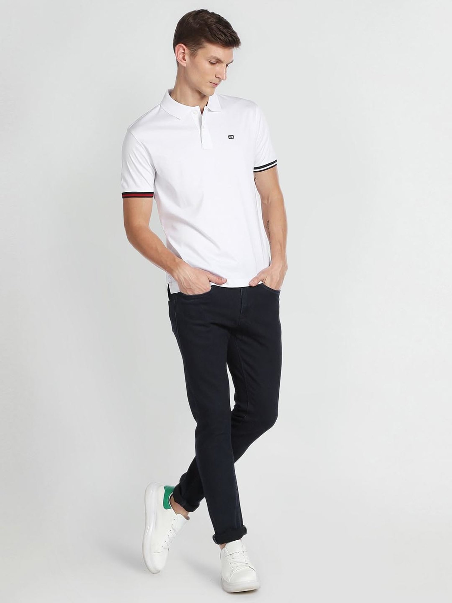 Arrow Sport White Cotton Regular Fit Polo T-Shirt