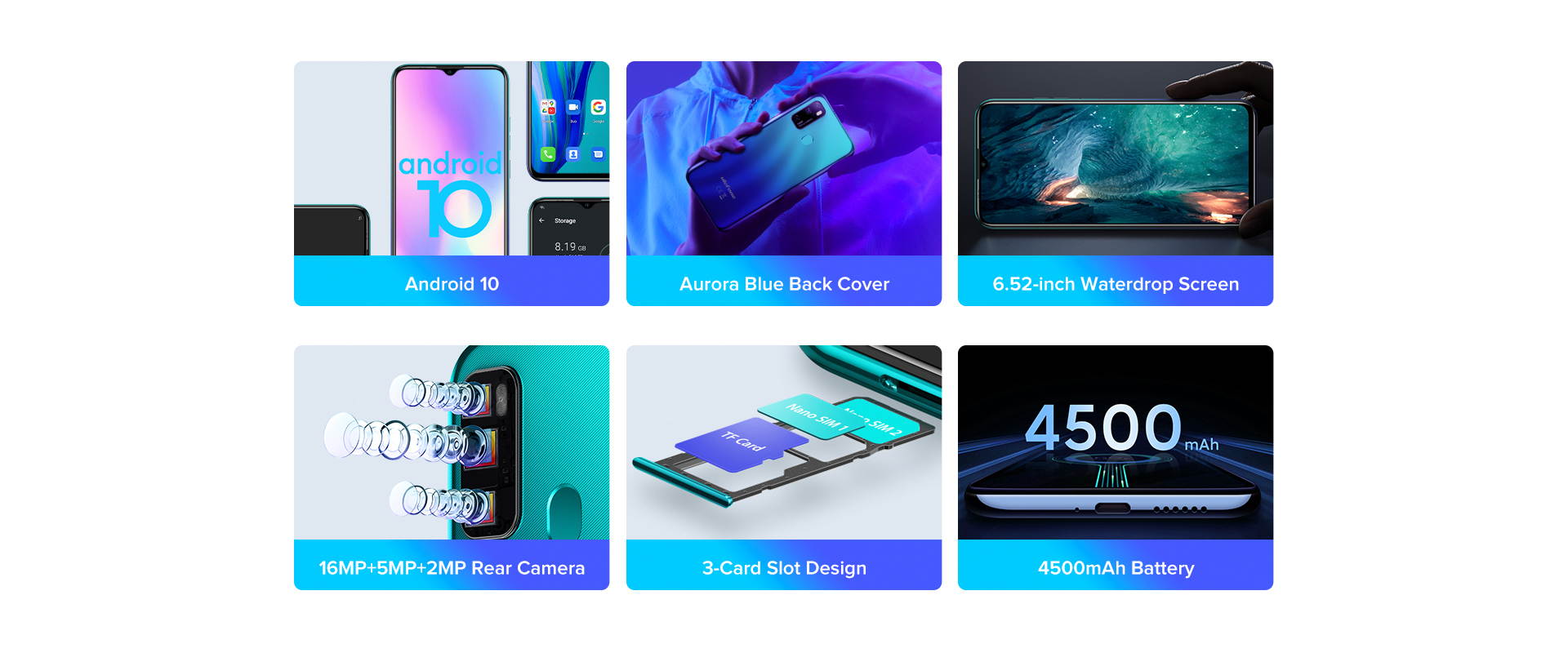 Ulefone Note 9P 4G Unlocked Cell Phones, 6.52" HD+ Waterdrop Screen,16MP Triple Rear Camera, Android 10 Octa-Core 4GB + 64GB,4500mAh Big Battery, Face Unlock Finger Reader Unlocked Smartphones