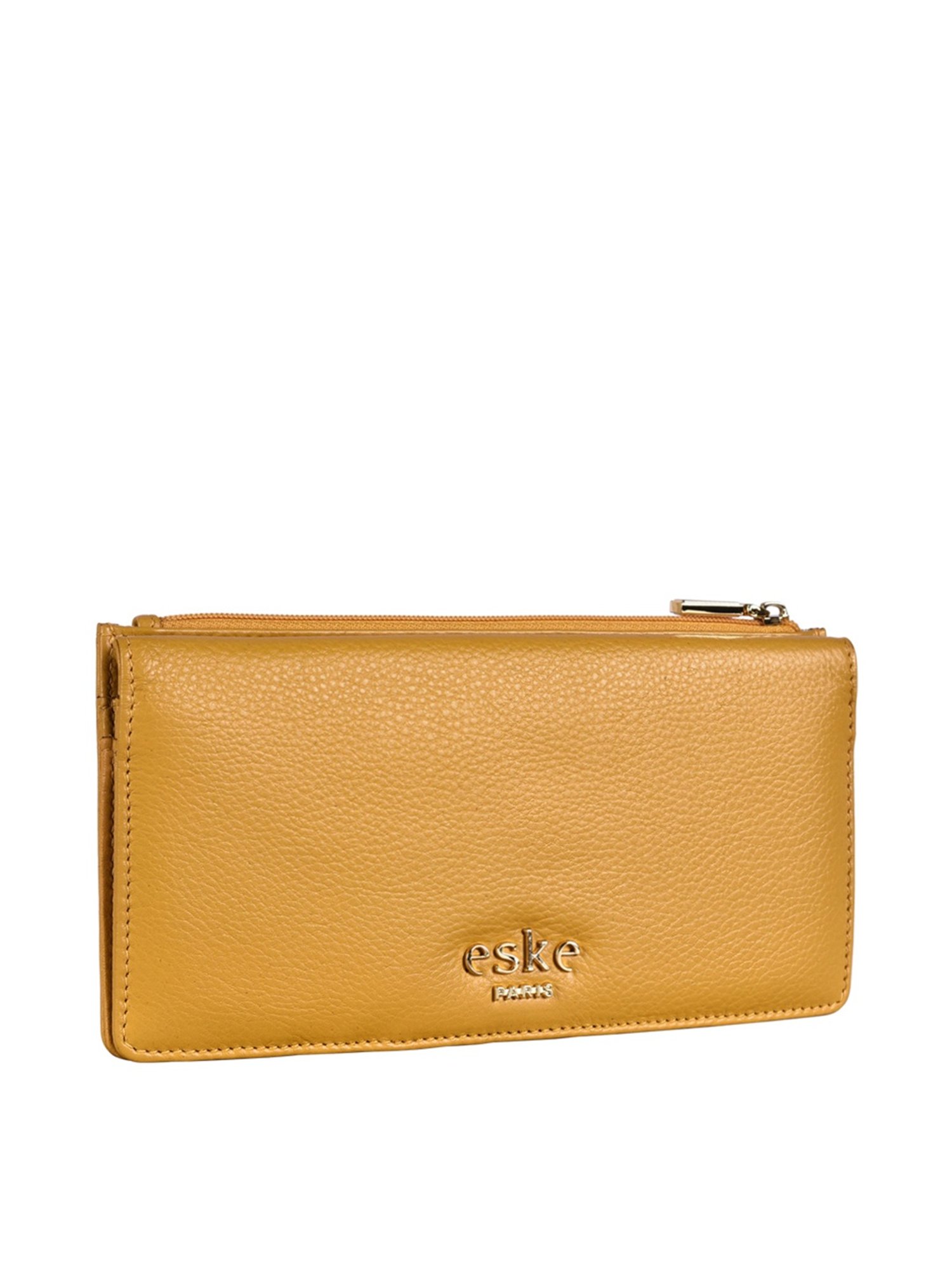 Eske Cleo Yellow Solid Bi-Fold Wallet for Women
