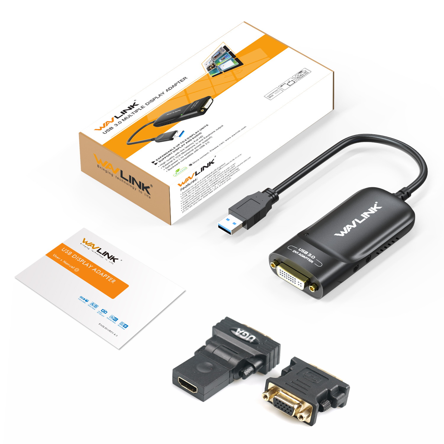 Wavlink USB 3.0 to HDMI Universal Video Graphics Adapter with Audio Port Displaylink Chip Supports up to 6 Monitor displays, 2048x1152 External Video Card Adapter Support Windows, Mac OS & Chrome OS