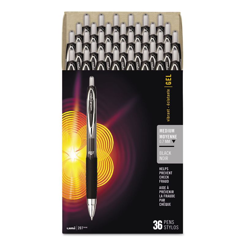 uni-ball Signo 207 Retractable Gel Pen Black Ink 0.7mm 36/Box 1921063