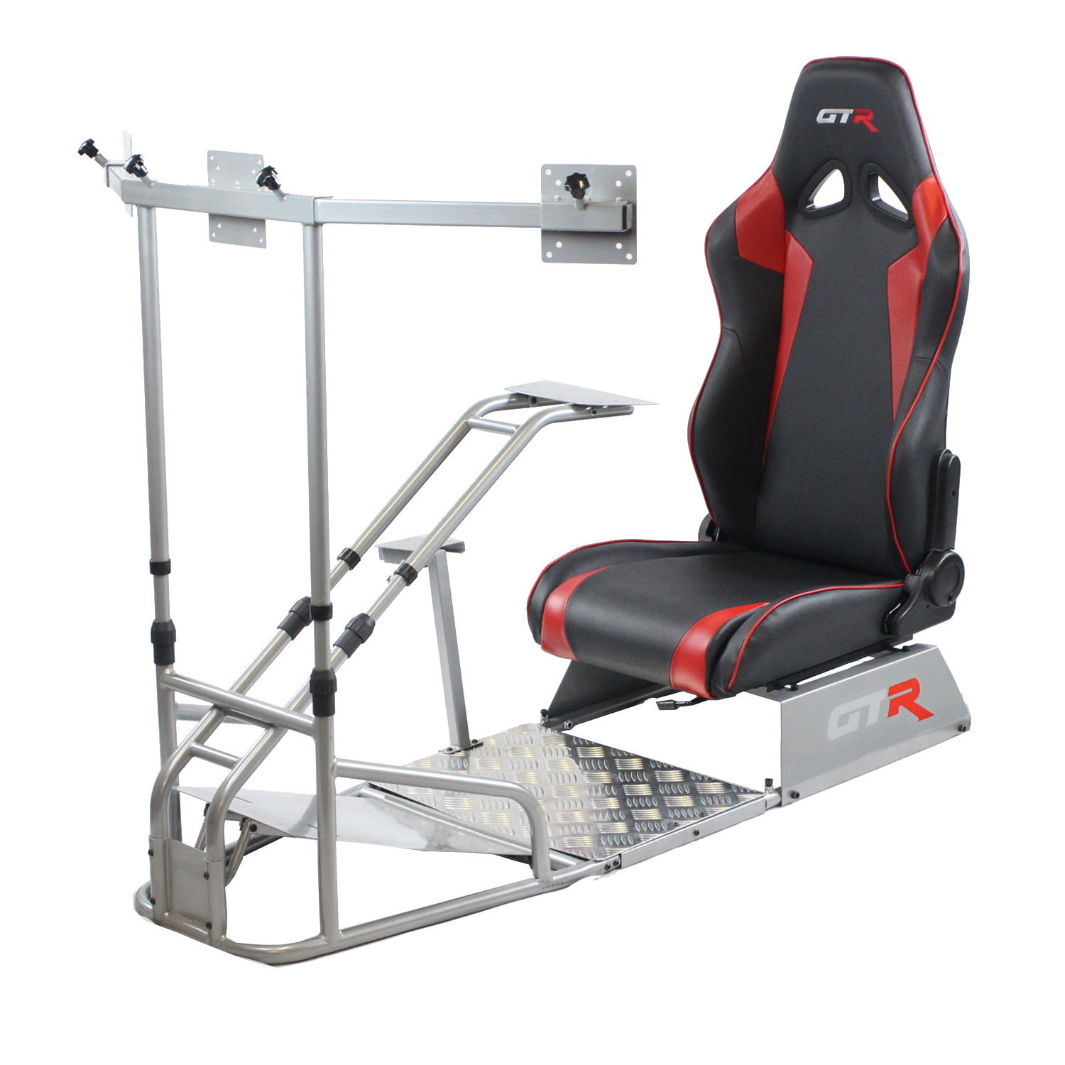 GTR Simulator - GTSF Model with Real Racing Seat, Driving Racing Simulator Cockpit with Gear Shifter Mount and Triple or Single Monitor Mount
