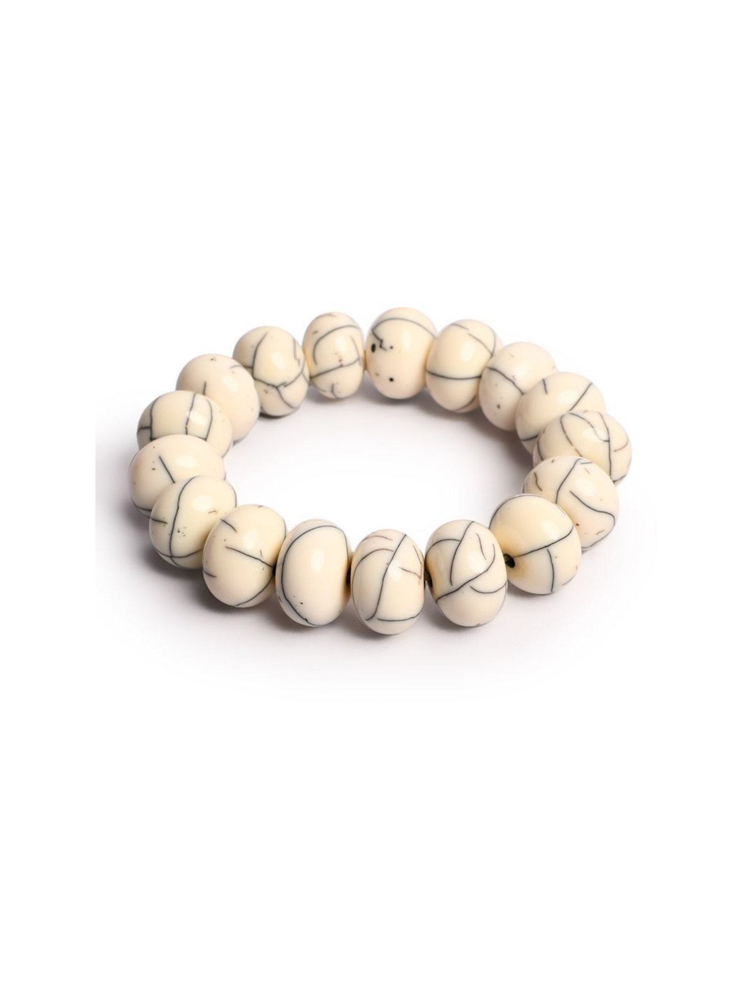 IMLI STREET White Artificial Beaded Stretchable Bracelet for Women