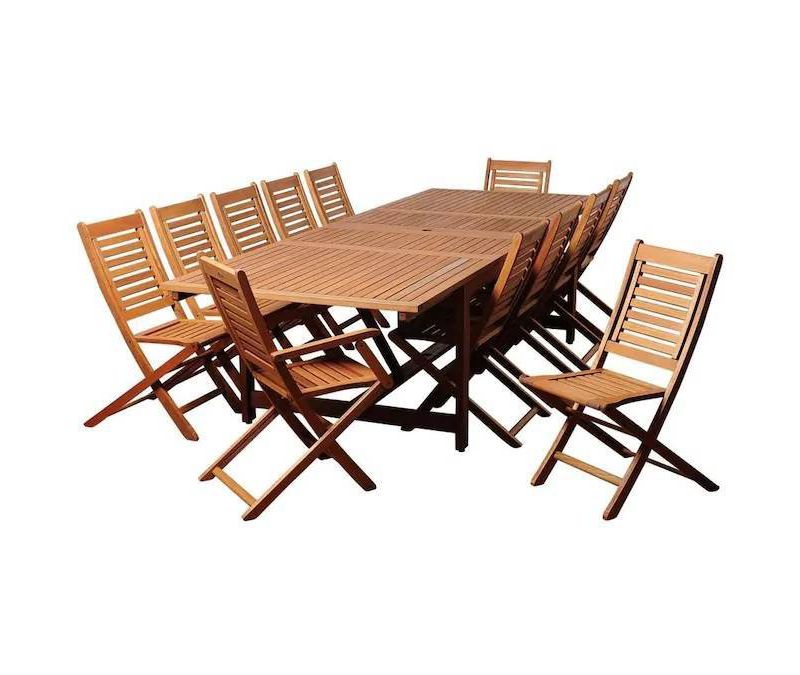 Brandon 13pc Patio Eucalyptus Wood Extendable Dining Set - International Home Miami