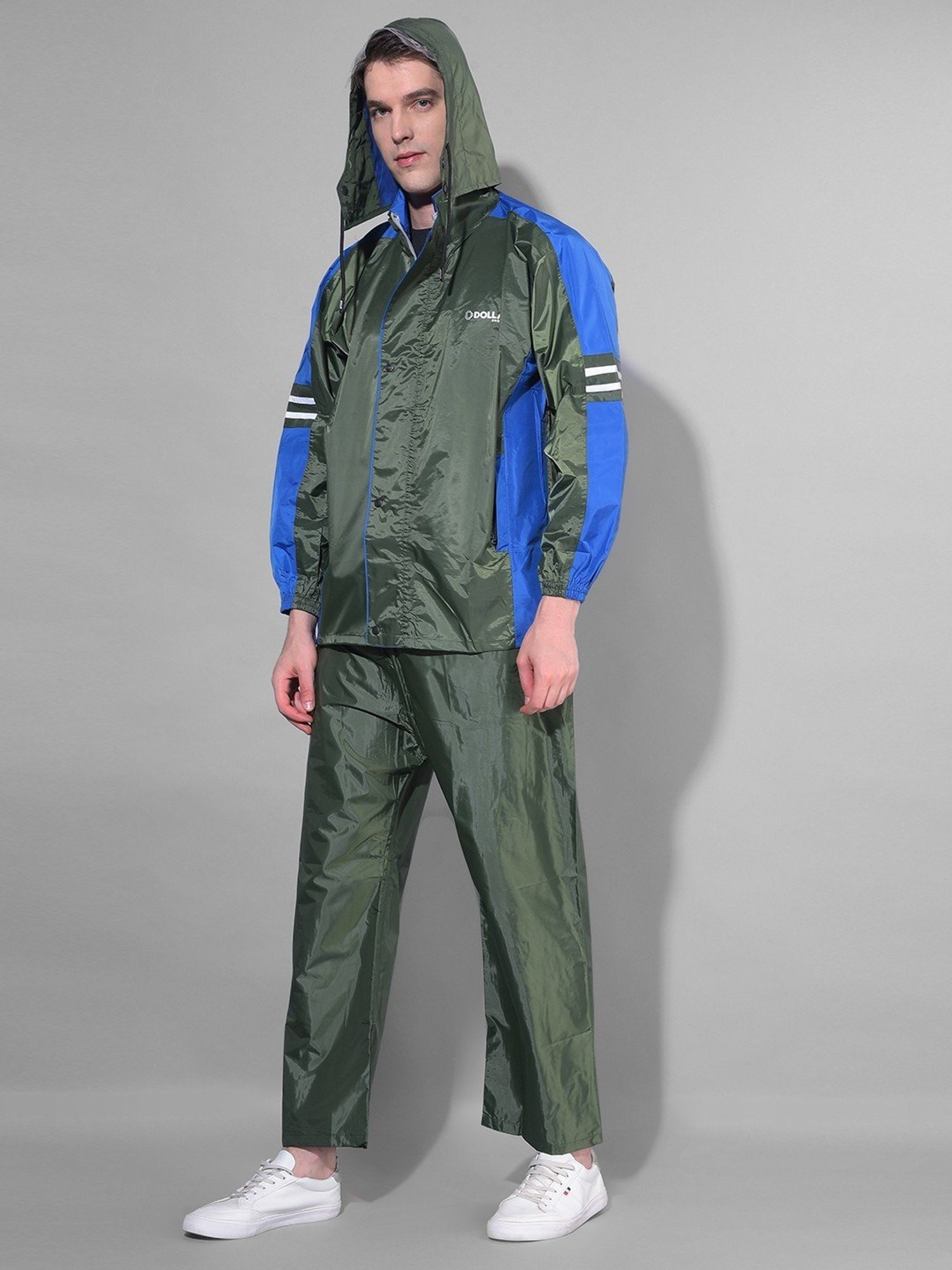 Dollar Green Regular Fit Colour Block Raincoat Set