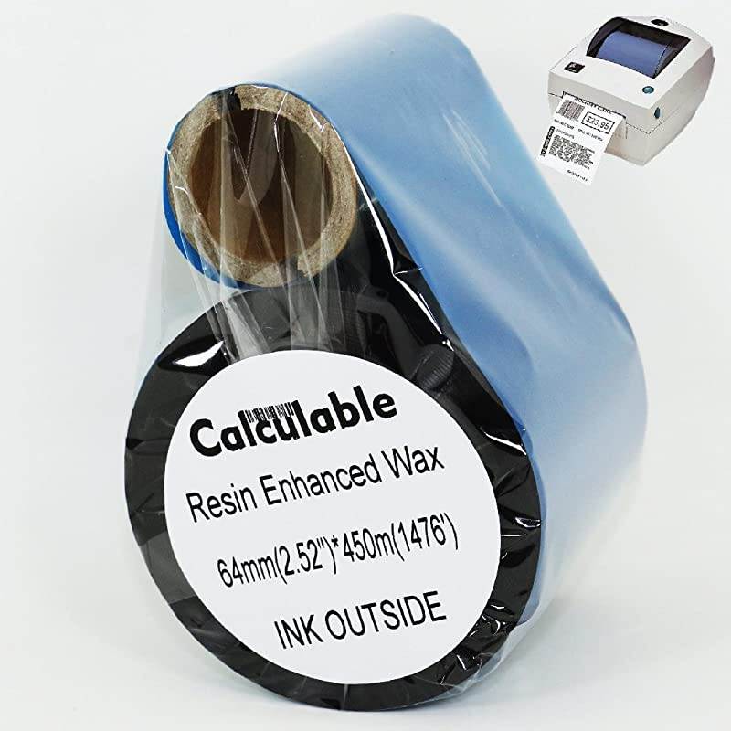 Black 252 x 1476 64mmx450m Thermal Transfer Wax Ribbon for Zebra Desktop PrinterTECDATAMAXINTERMECAVERYCITIZENSATOTSCGODEXARGOXBEIYANGPOSTEK