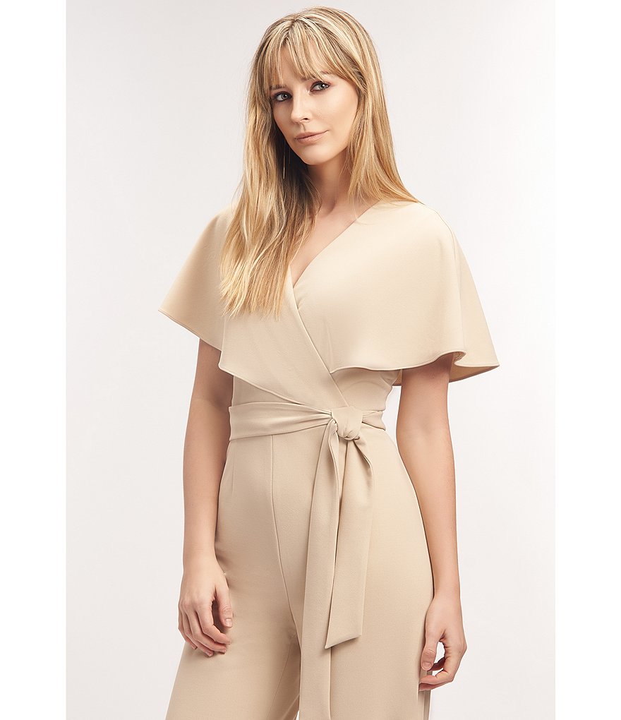 Alex Marie Beth Wrap Cape Sleeve Machine Washable Jumpsuit