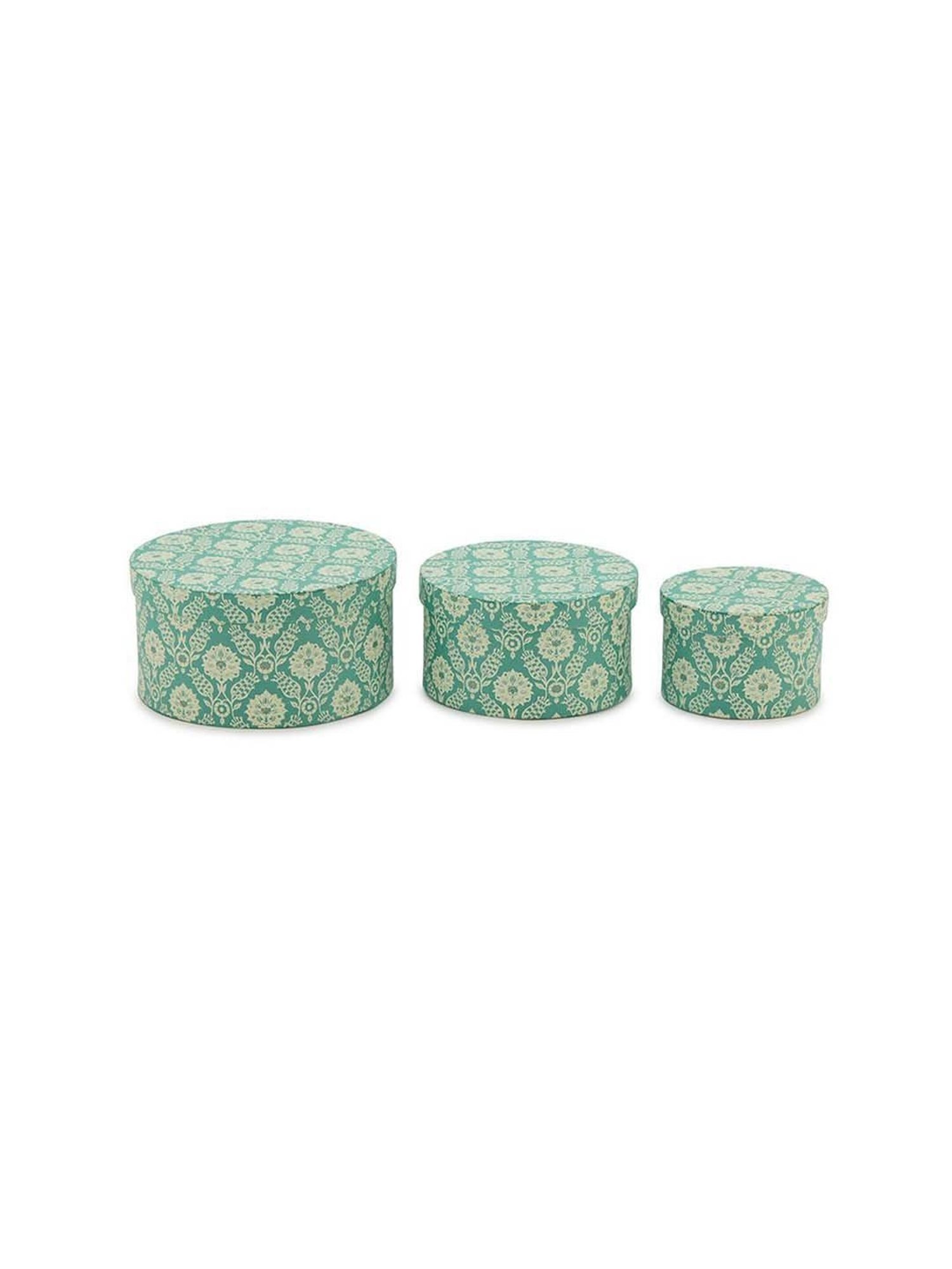 Fabindia Home Teal Paper Printed Sarkhaab Gift Box - Set of 3