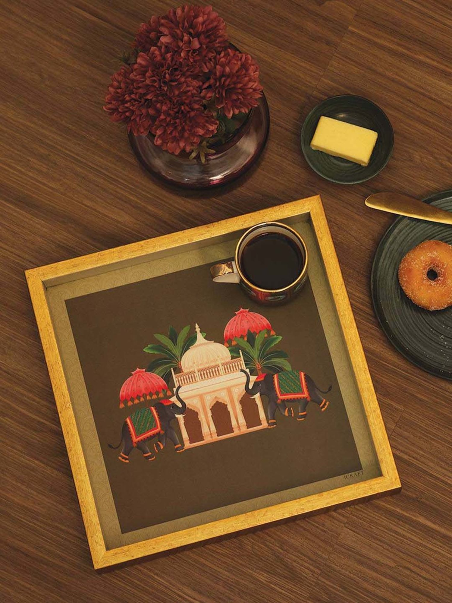 ICRAFT Multicolor Mdf Gajraj Series Tray