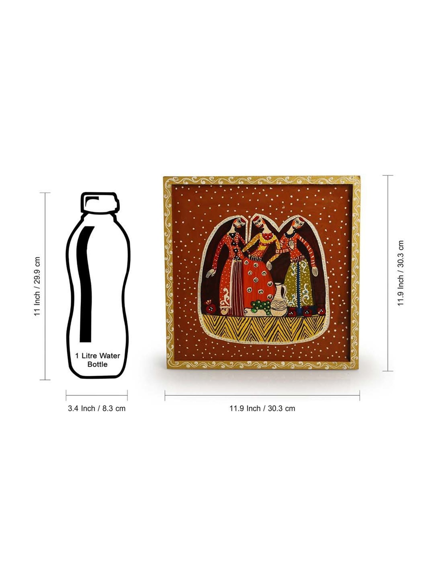 ExclusiveLane Multicolor Wood Village Women Hand-Painted Wall Decor Hanging