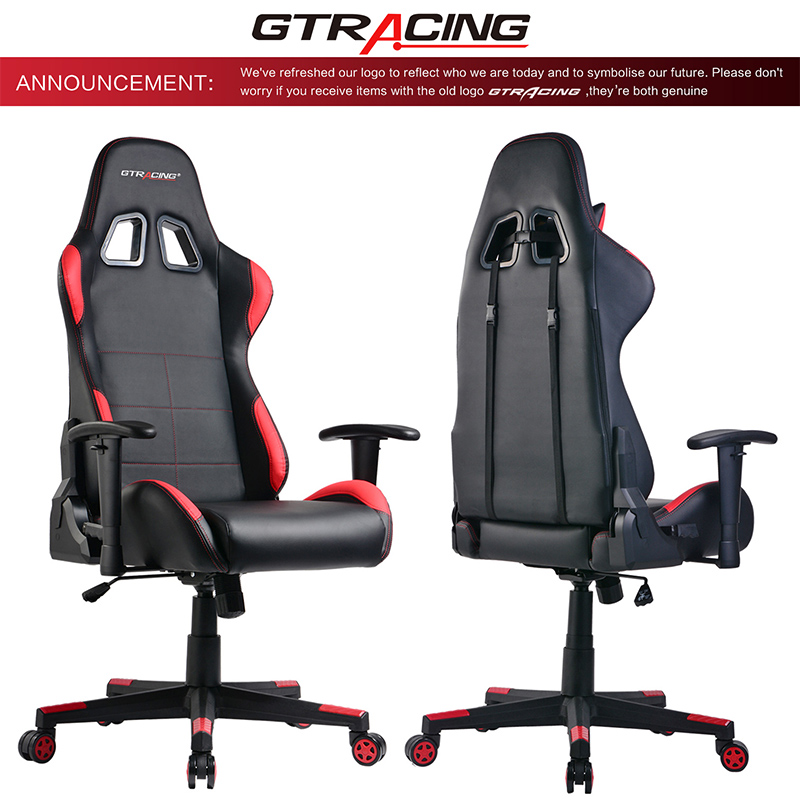 GTRACING Gaming Chair Ergonomic Racing Desk Chair PU Leather High-Back Adjustable Professional E-Sports Chair with Headrest and Lumbar Pillows GTBEE Series