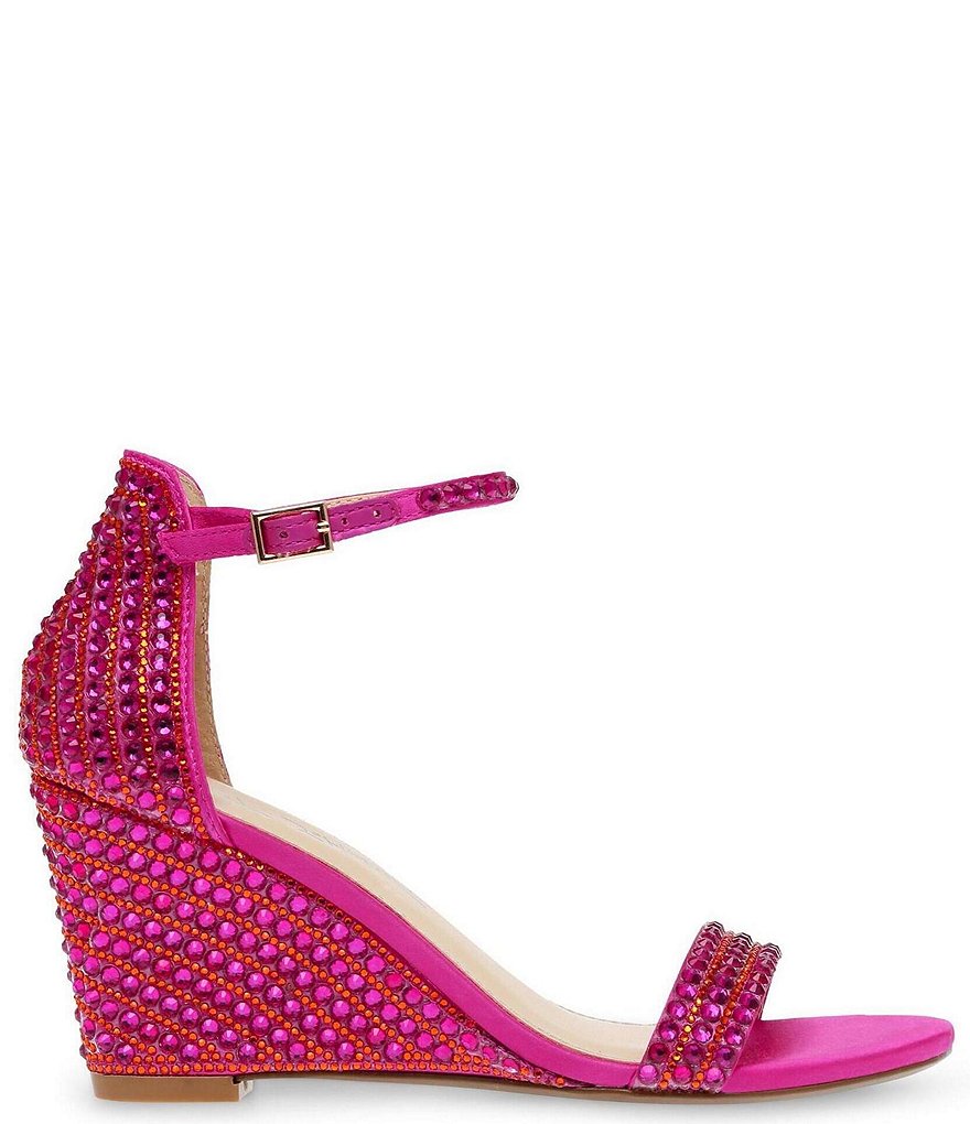 Blue by Betsey Johnson Debie Rhinestone Embellished Wedge Dress Sandals