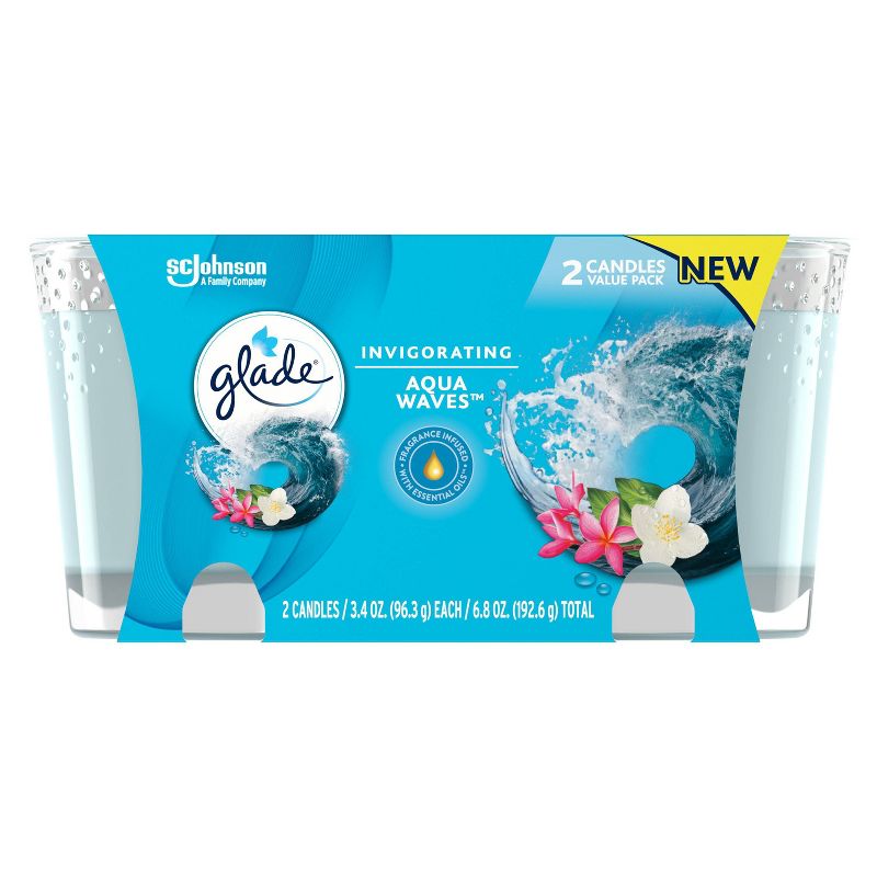 Glade Aqua Waves Twin Candles - 2pk/6.8oz
