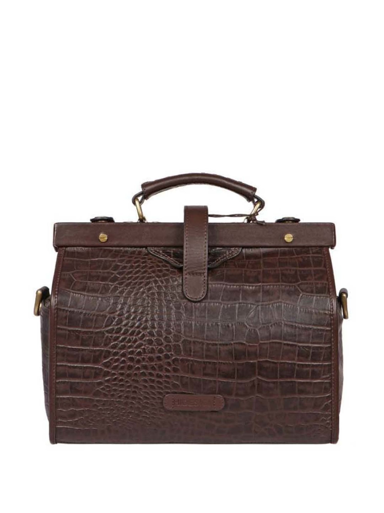 Hidesign Brown Textured Medium Handbag