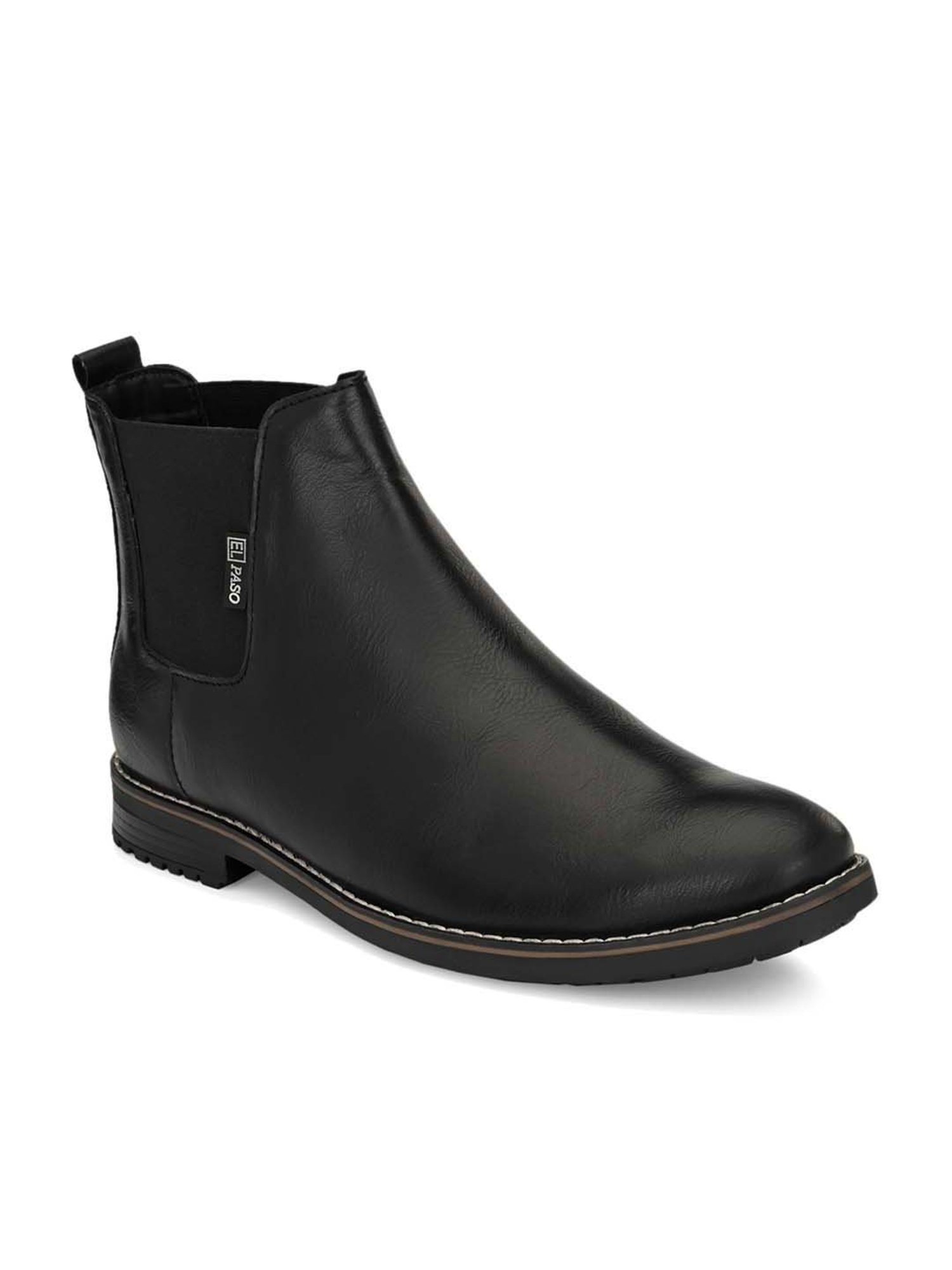 El Paso Men's Jet black Chelsea Boots