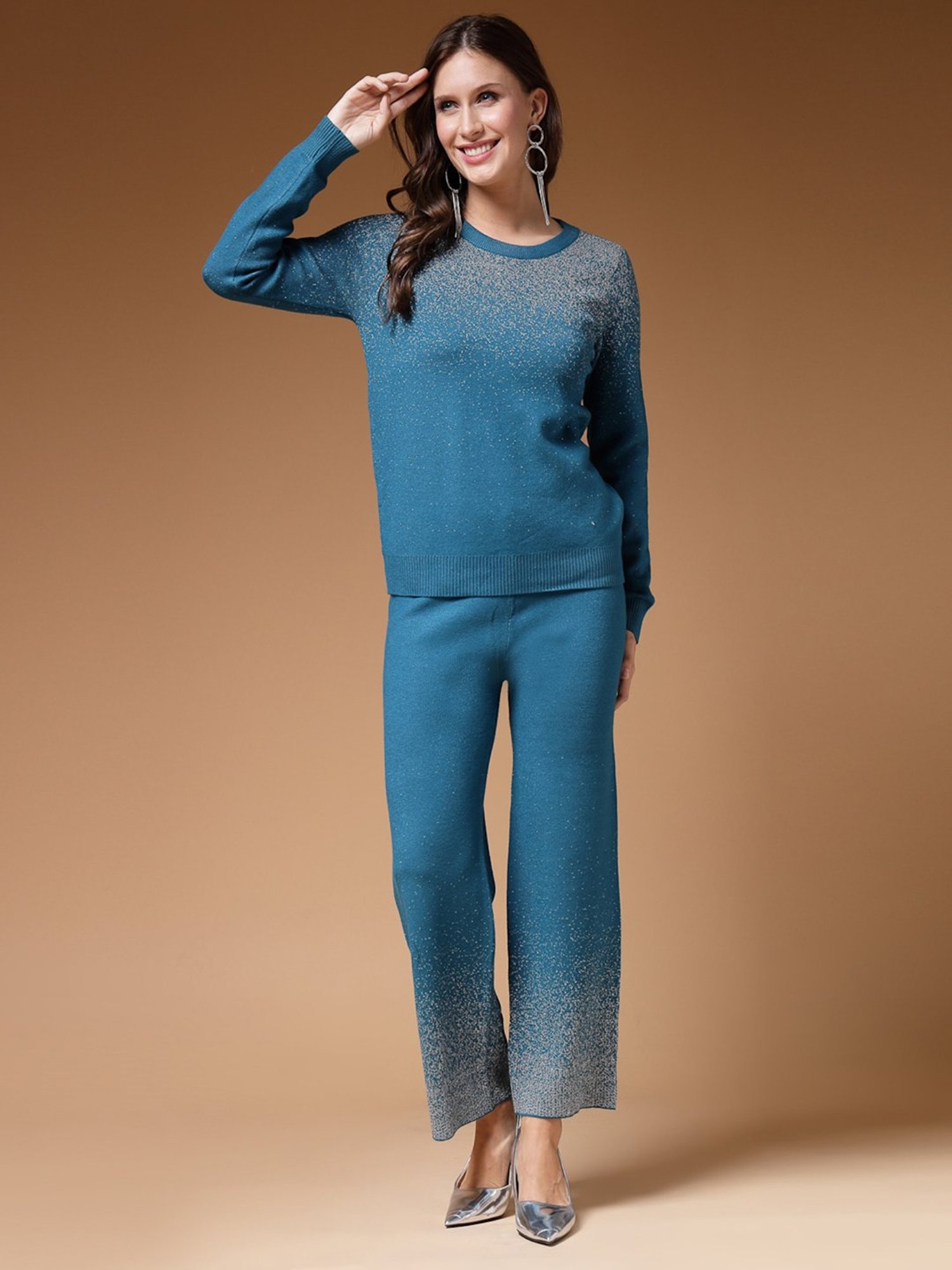 Mafadeny Teal Embellished Co-Ord Set